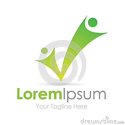 Green family growth progress simple business icon logo Stock Photo