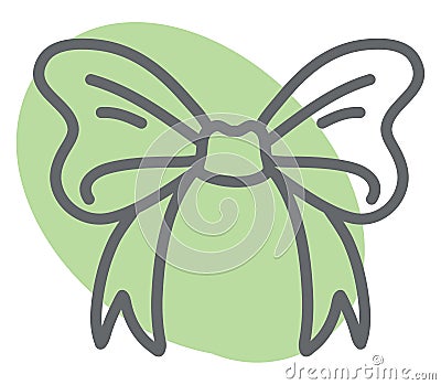 Green fancy ribbon, icon Vector Illustration