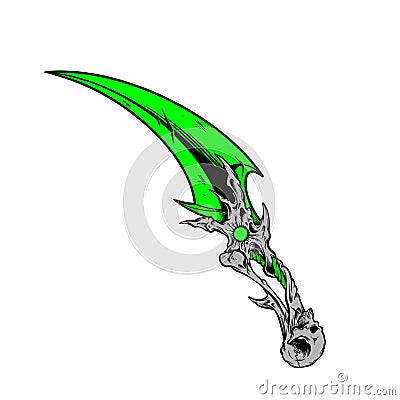 green fantasy skull dagger Vector Illustration