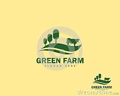 green farm logo creative agriculture landscape vector design Stock Photo