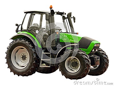 Green farm tractor Stock Photo