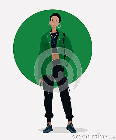 Green fashion illustration woman Vector Illustration
