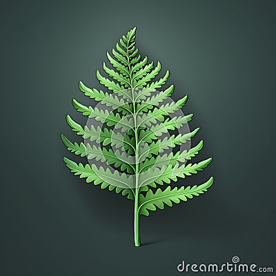 Green Fern Leaf Illustration: Simple, Colorful, And Realistic Cartoon Illustration