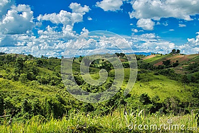 The green, fertile hill country of Khao Khao, Central Thailand Stock Photo