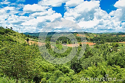 The fertile hill country of Khao Khao, Central Thailand Stock Photo