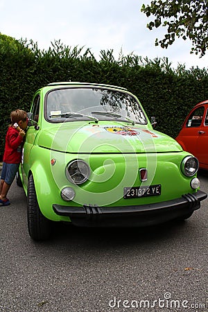 Green Fiat 500 Editorial Stock Photo