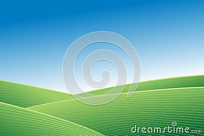 Green field and blue sky abstract background Vector Illustration