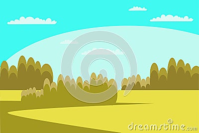 Green field flat illustration Vector Illustration