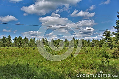 Green field located in Childwold, New York, United States Stock Photo