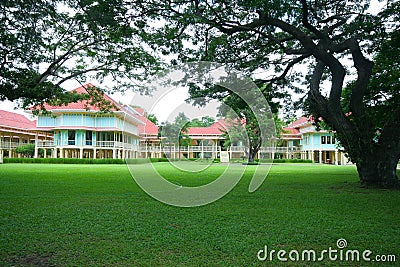 Green field and Mrigadayavan Palace Editorial Stock Photo