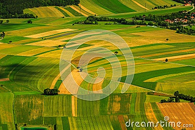 Green fields aerial view before harvest Stock Photo