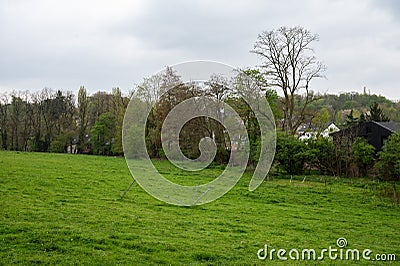 Green fields and trees at the Avijl Plateau regional park, Brussels, Belgium Stock Photo