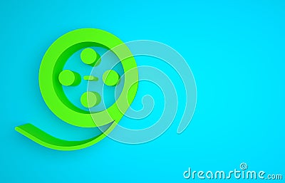 Green Film reel icon isolated on blue background. Minimalism concept. 3D render illustration Cartoon Illustration