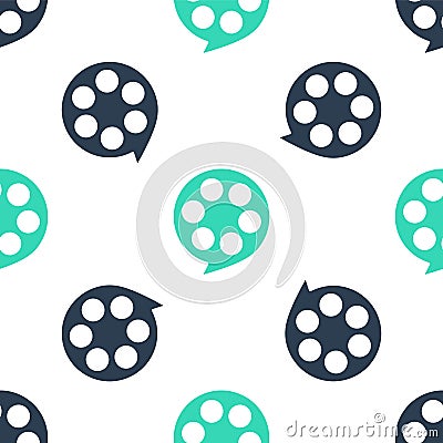 Green Film reel icon isolated seamless pattern on white background. Vector Vector Illustration