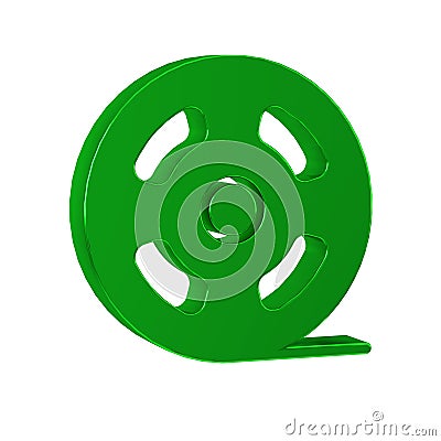 Green Film reel icon isolated on transparent background. Stock Photo