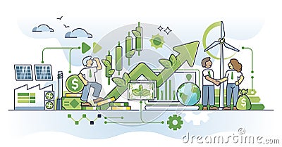 Green finance and impact investing for sustainable business outline concept Vector Illustration