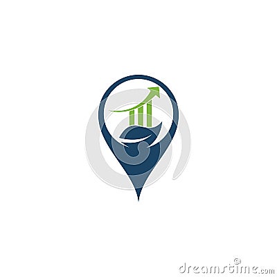 Green finance leaf map pin shape concept logo Vector Illustration
