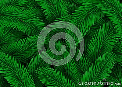 Green Fir Tree Branches. Design Christmas Background Texture Abstract Illustration Vector Illustration