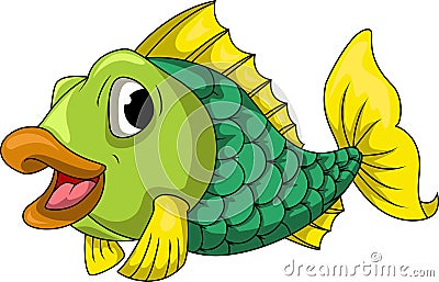 Green fish cartoon Stock Photo