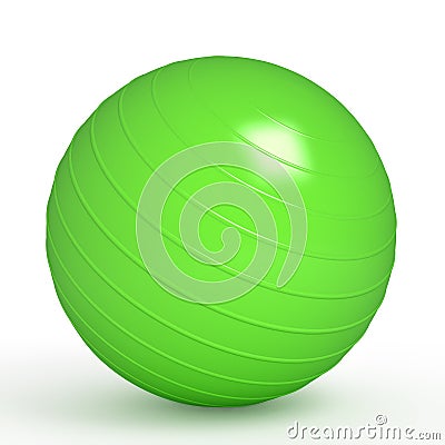 Green fitness ball on white Stock Photo