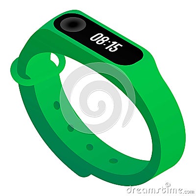 Green fitness tracker icon, isometric style Vector Illustration