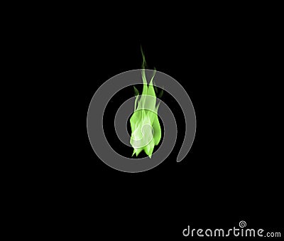 Green flame, heat and light on black background with texture, pattern and burning energy. Fire line, fuel and gas Stock Photo