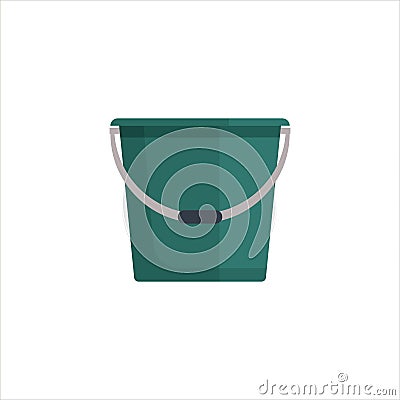 Green flat empty bucket icon logo vector illustration. Container garden household equipment tool isolated on white Vector Illustration