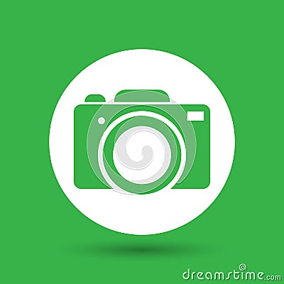 Green flat photo camera icon Vector Illustration