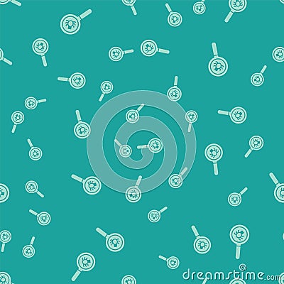 Green Flea search icon isolated seamless pattern on green background. Vector Vector Illustration