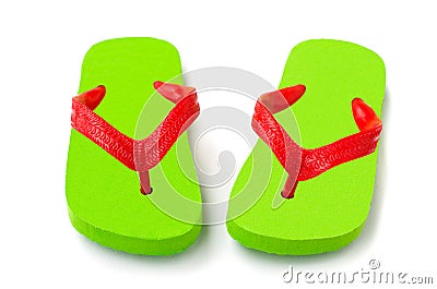 Green flip flop isolated Stock Photo