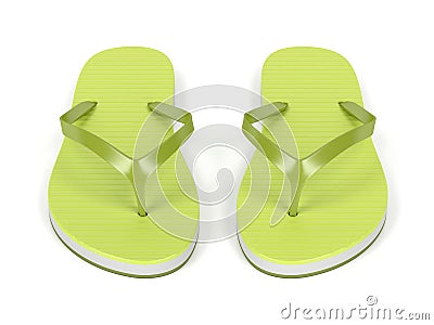 Green flip flops Stock Photo