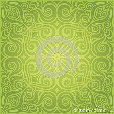 Green Floral Easter Decorative ornate pattern wallpaper vector mandala design backround Vector Illustration