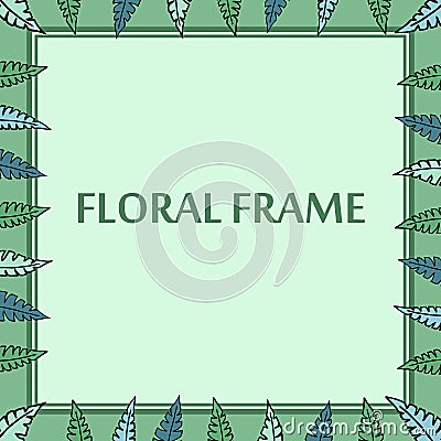 Green floral frame with leaves Stock Photo