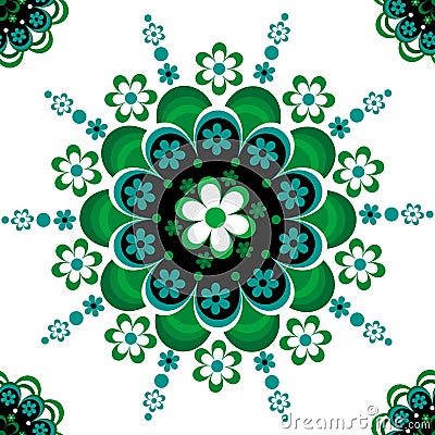 Green floral ornament Vector Illustration