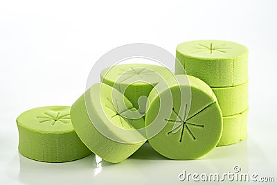 Green foam cloning collars for hidroponics and aeroponics Stock Photo