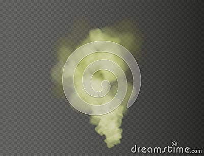 Green fog or smoke or colored explosion of powder. Colorful steam and cigarette realistic smoke. Vector Illustration