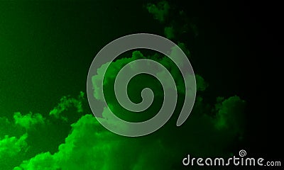 Green fog or smoke special effect. Green cloudiness, mist or smog on black background. Vector Illustration