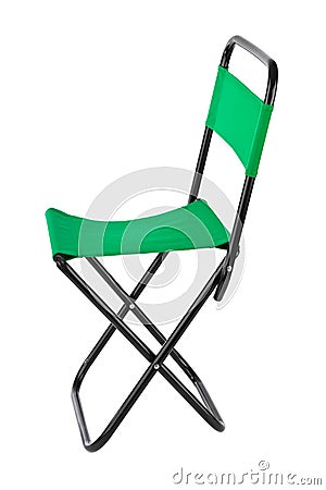 Green folding chair Stock Photo