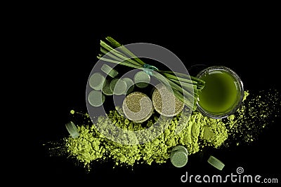 Green food supplements. Stock Photo