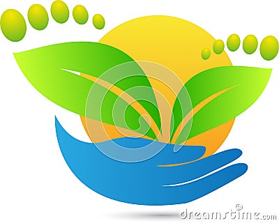 Green foot print care Vector Illustration