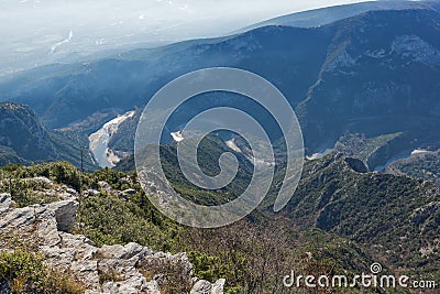 Green Forest around Nestos Gorge near town of Xanthi, Greece Stock Photo