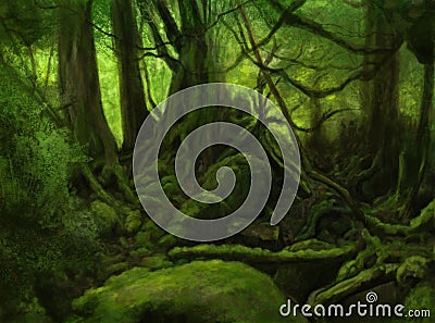 Green forest landscape Stock Photo