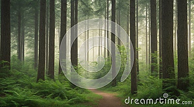 green forest in the morning, the beautyful tropical forest Stock Photo