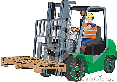 Green Forklift Truck Vector Illustration