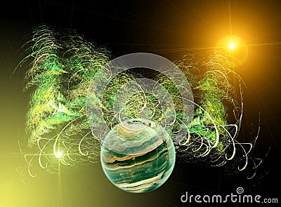 Green fractal background Stock Photo