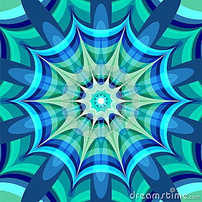 Green Fractal Kaleidoscope Mandala Background Vector Illustration