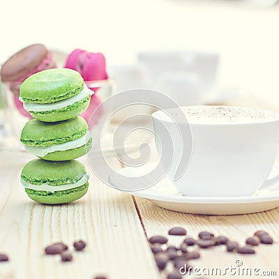 Green French Makarons Stock Photo