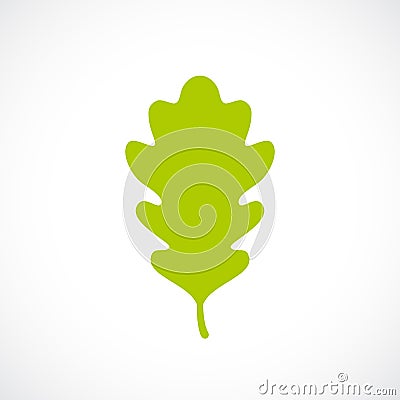 Green fresh oak leaf icon Vector Illustration