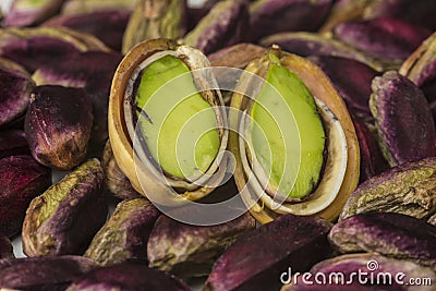 Green fresh pistachio of Bronte Stock Photo