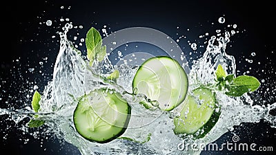 green freshness soda drink cucumber Cartoon Illustration